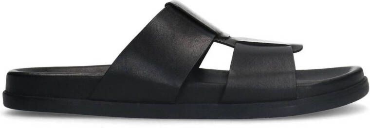 Manfield leren slippers zwart