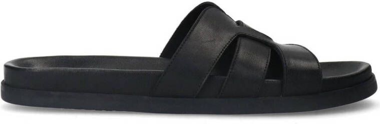 Manfield leren slippers zwart