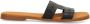 Manfield Dames Zwarte leren slippers - Thumbnail 1