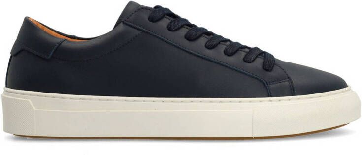 Manfield leren sneakers donkerblauw