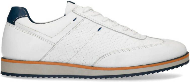 Manfield Heren Leren witte sneakers - Schoenen.nl