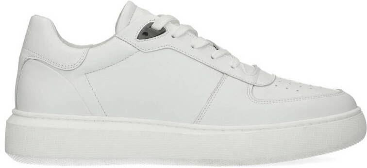 Manfield Heren Witte leren sneakers