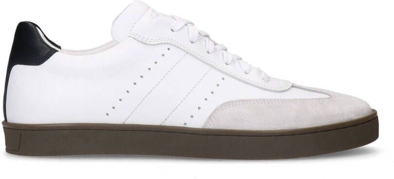 Manfield Heren Witte leren sneaker