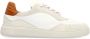 Manfield Heren Witte leren sneakers met beige details - Thumbnail 1