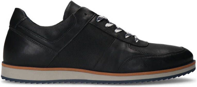 Manfield Heren Zwarte leren sneakers