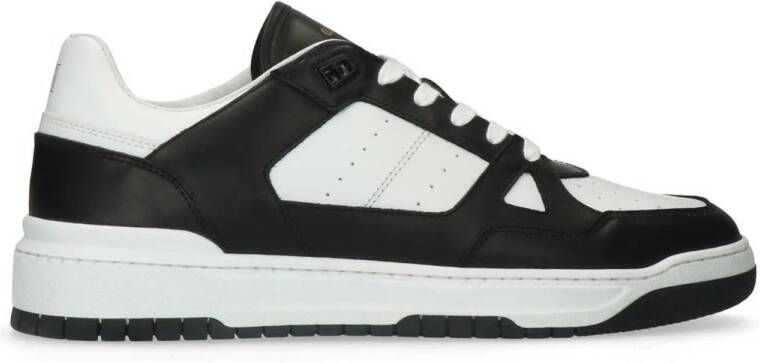 Manfield leren sneakers zwart wit