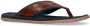 Manfield Heren Cognac slippers met donkerblauwe details - Thumbnail 1