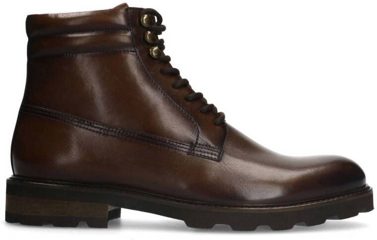 Manfield Bruine leren veterboots