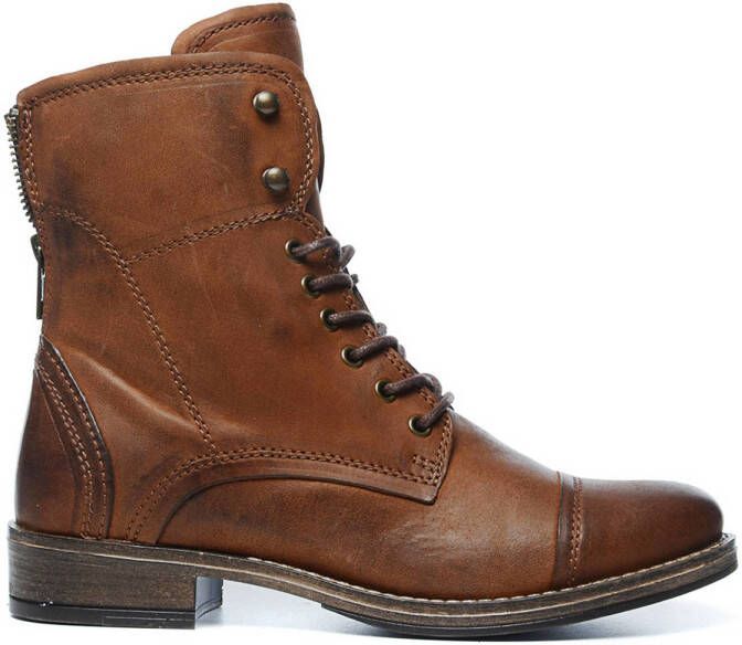 Manfield leren veterboots cognac