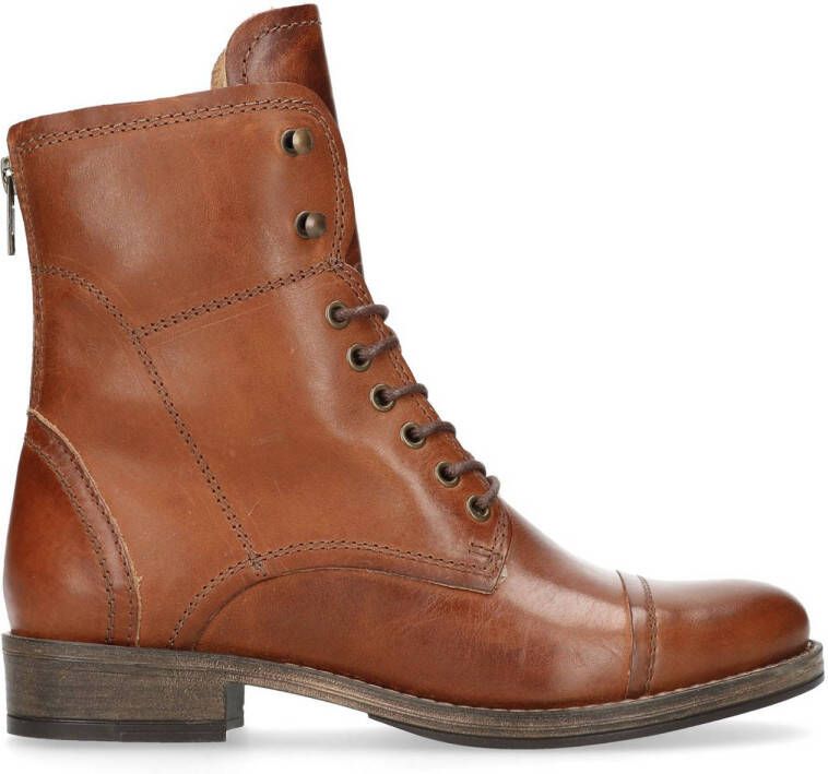 Manfield leren veterboots cognac