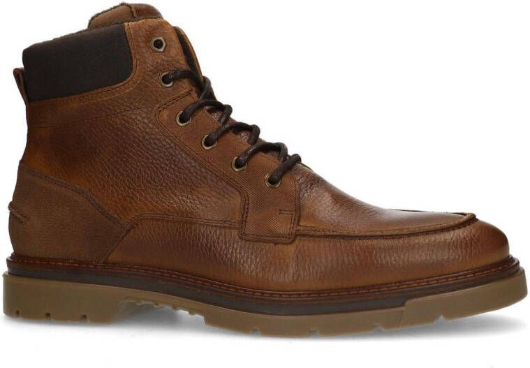 Manfield leren veterboots cognac