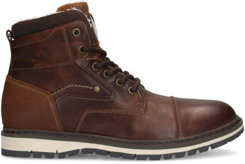 Manfield Heren Cognac leren veterboots