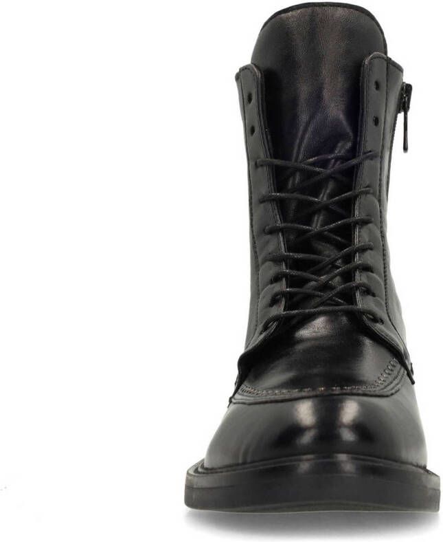 Manfield leren veterboots met studs zwart