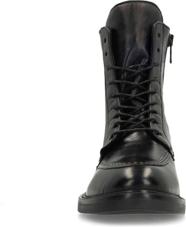 Manfield leren veterboots met studs zwart