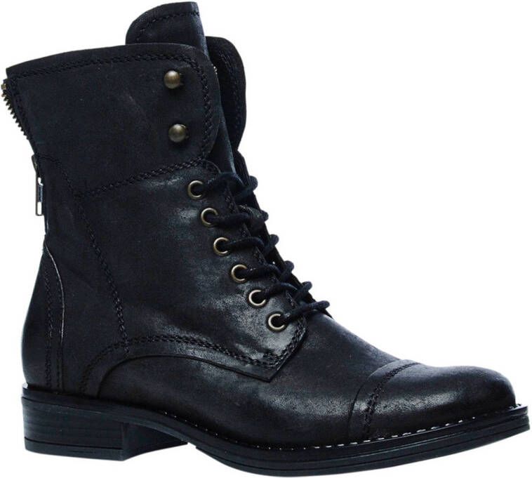 Manfield leren veterboots zwart