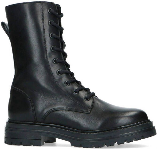 Manfield leren veterboots zwart