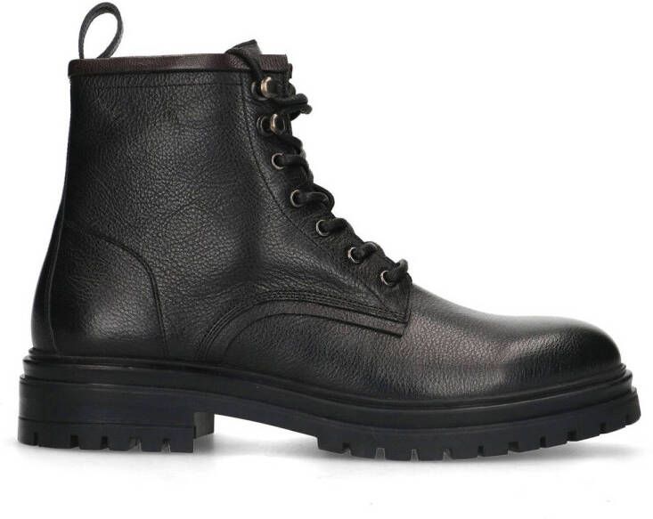 Manfield leren veterboots zwart