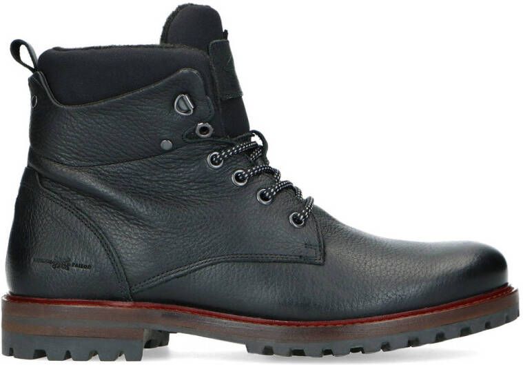 Manfield leren veterboots zwart