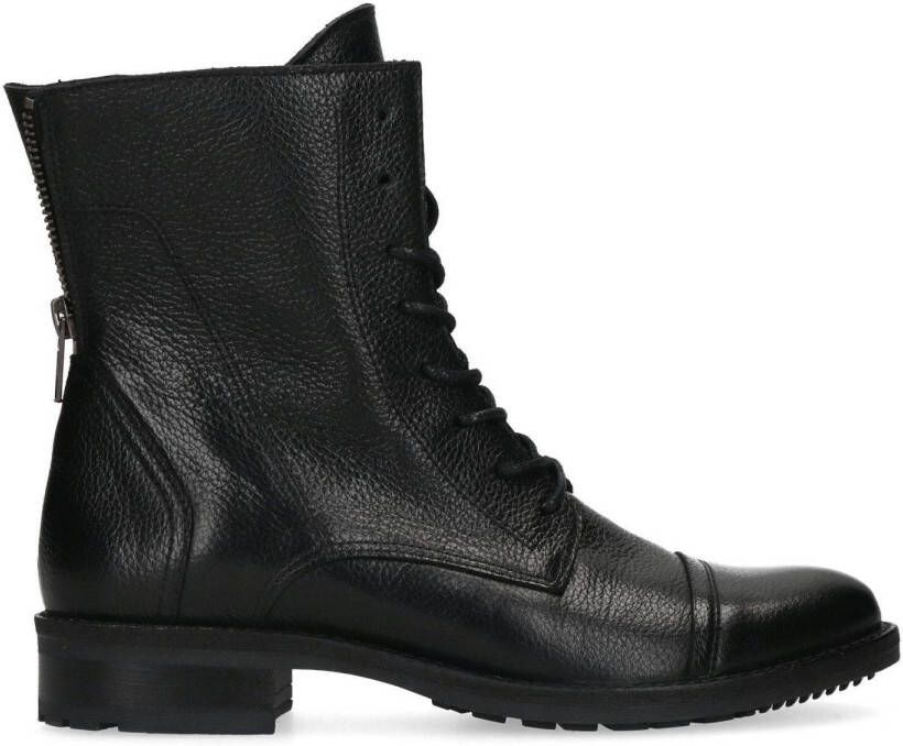 Manfield Dames Zwarte leren biker boots