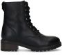 Manfield Dames Zwarte leren veterlaarsjes - Thumbnail 1