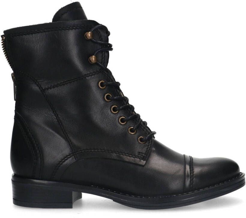 Manfield leren veterboots zwart