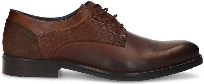 Manfield Heren Cognac leren veterschoenen