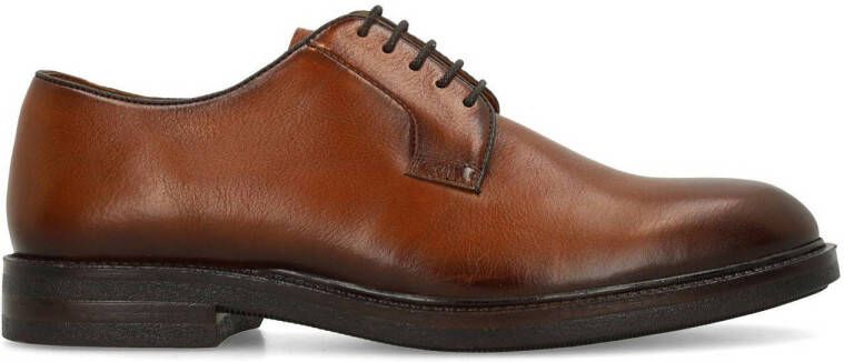 Manfield Heren Cognac leren veterschoenen