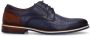 Manfield leren veterschoenen donkerblauw - Thumbnail 1