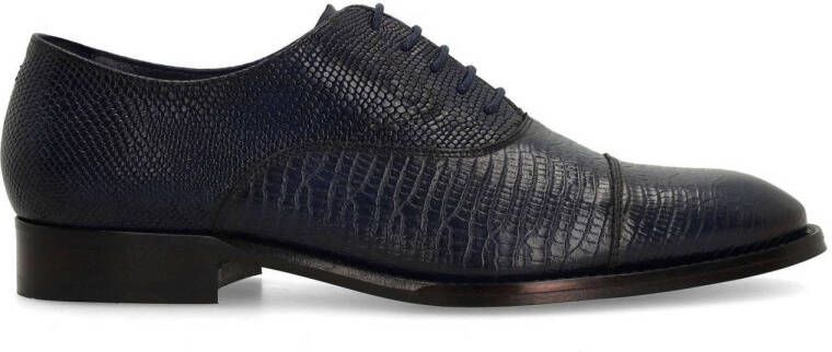 Manfield leren veterschoenen donkerblauw