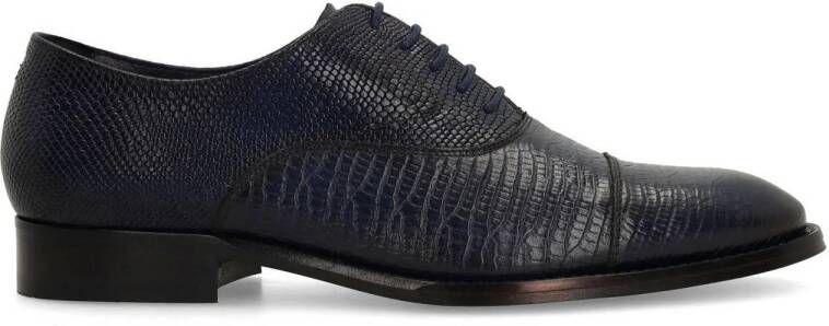 Manfield leren veterschoenen donkerblauw