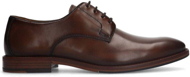 Manfield leren veterschoenen donkerbruin