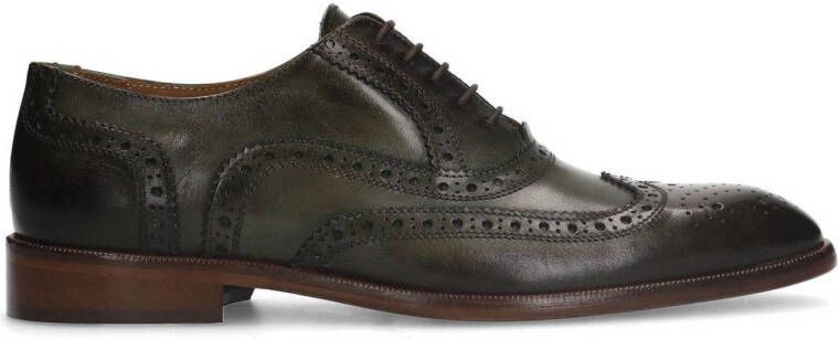 Manfield leren veterschoenen groen