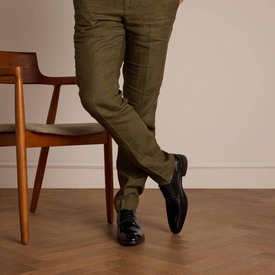 Manfield Heren Zwarte leren veterschoenen
