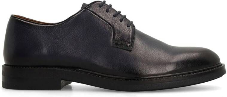 Manfield Heren Donkerblauwe leren veterschoenen
