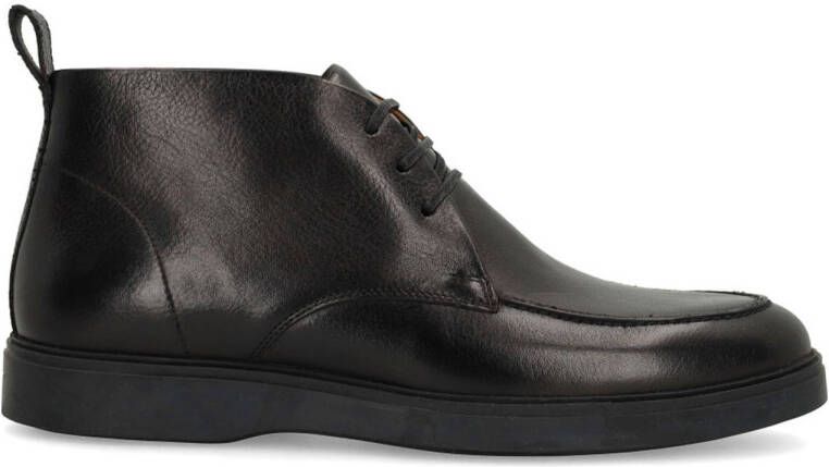 Manfield Heren Zwarte leren veterschoenen