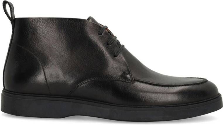 Manfield Heren Zwarte leren veterschoenen