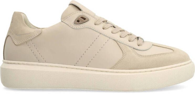 Manfield Heren Grijze leren sneakers