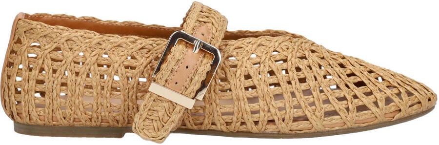 Manfield Dames Beige raffia ballerina's