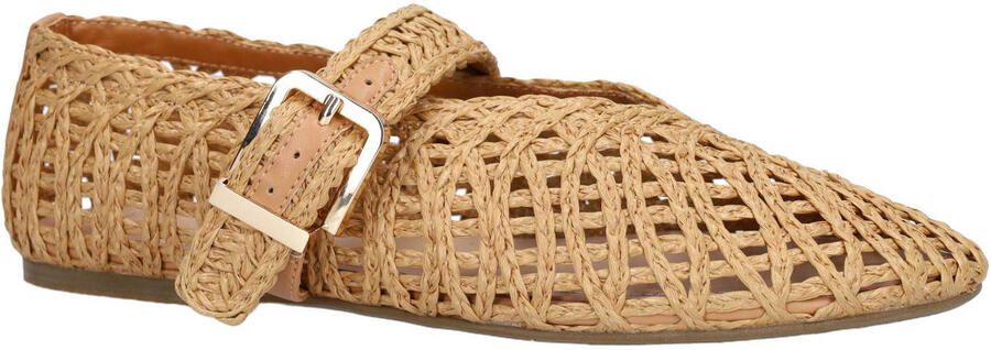 Manfield Dames Beige raffia ballerina's - Foto 3
