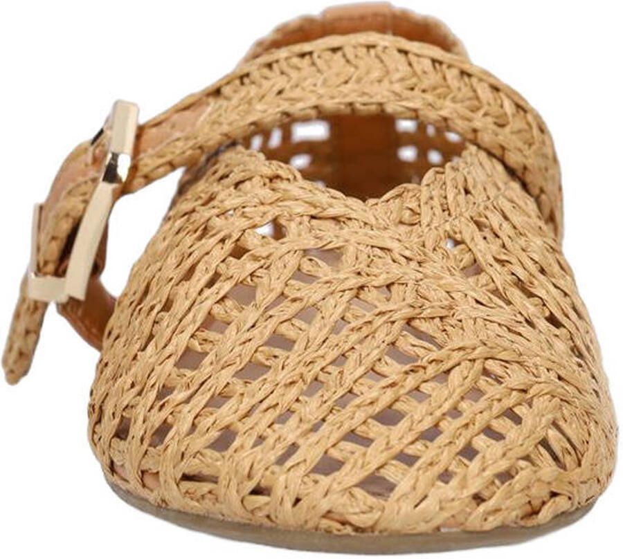 Manfield Dames Beige raffia ballerina's - Foto 2