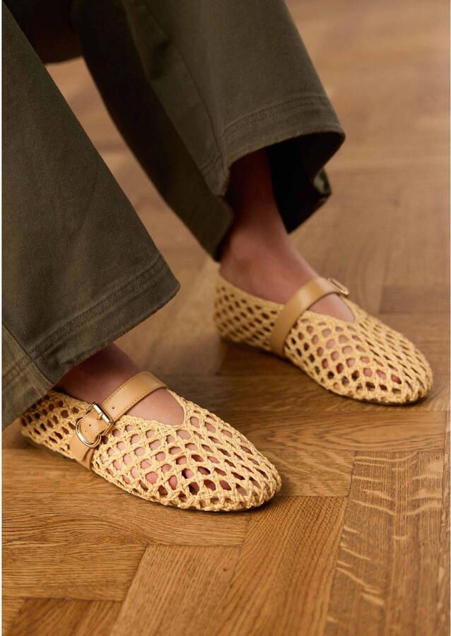Manfield Dames Beige gevlochten ballerina's - Foto 2