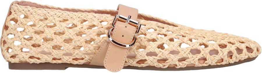 Manfield Dames Beige gevlochten ballerina's