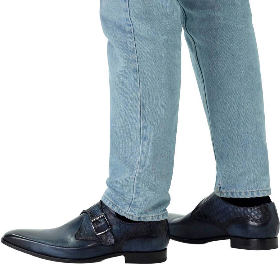 Black Label Heren Donkerblauwe gespschoenen van leer - Foto 2