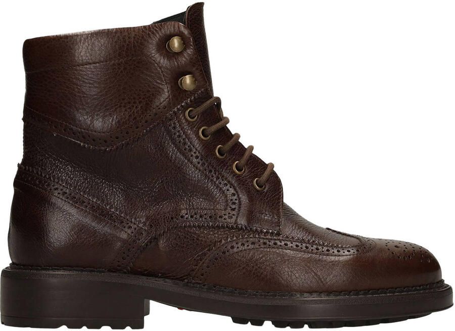 Manfield Black Label leren veterboots bruin