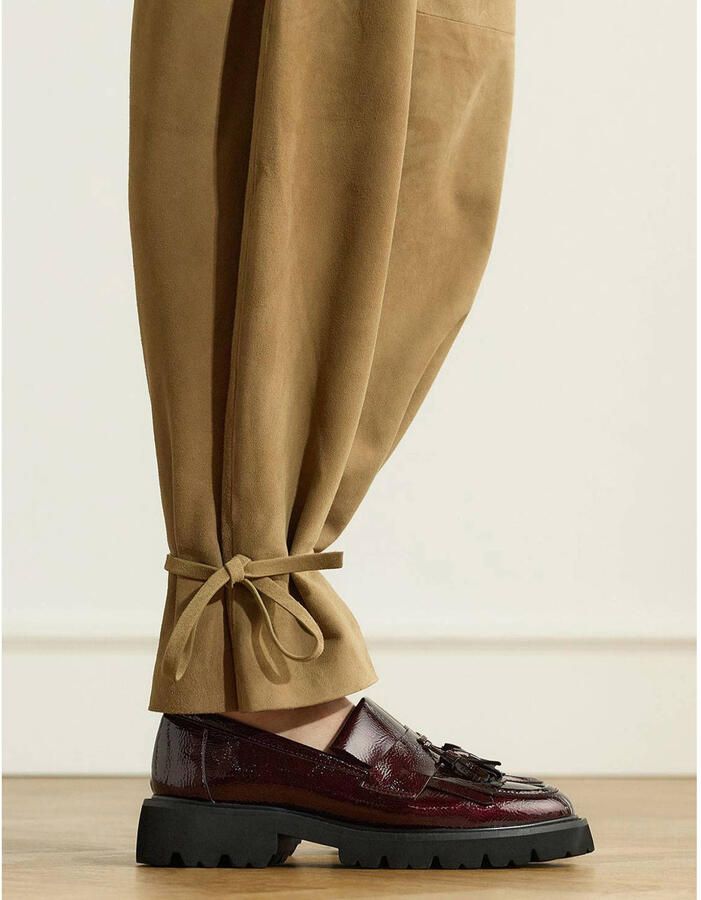 Manfield Bordeaux lakleren loafers met kwastjes - Foto 2
