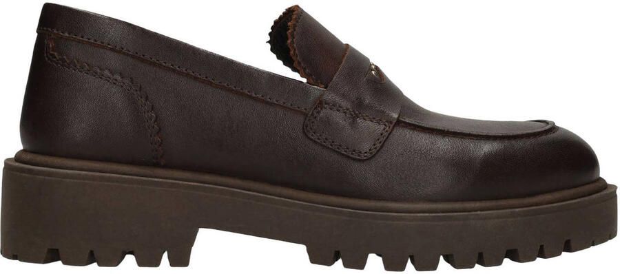 Manfield chunky leren loafers met studs bruin