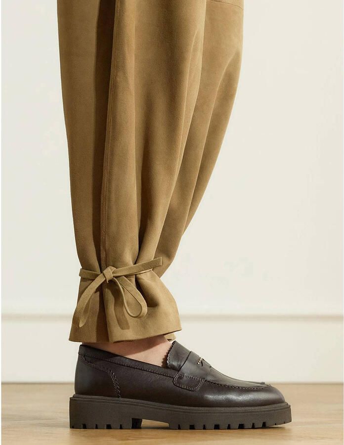 Manfield chunky leren loafers met studs bruin - Foto 2