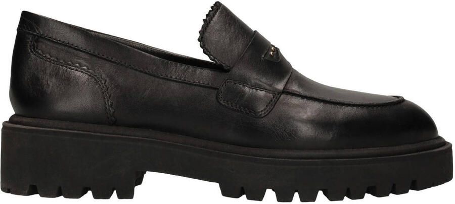 Manfield chunky leren loafers met studs zwart
