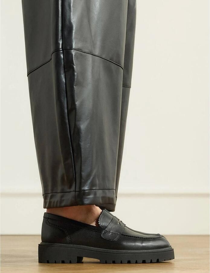 Manfield chunky leren loafers met studs zwart - Foto 2