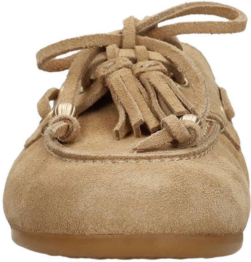 Manfield Dames Beige suède muiltjes met franjes - Foto 2